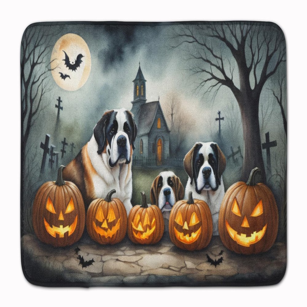 Caroline's Treasures Saint Bernard Spooky Halloween Memory Foam Kitchen Mat Machine Washable Anti-Fatigue Mat Cushion Comfort Bath Mat or Kitchen Rug
