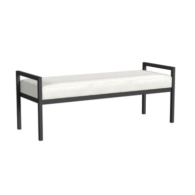 HomePop Modern Metal Bench|Bench for Living Room & Bedroom | Decorative Home Furniture - Cream Boucle