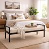HomePop Modern Metal Bench|Bench for Living Room & Bedroom | Decorative Home Furniture - Cream Boucle view 2