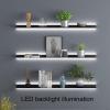 EMYJAY Wall Mounted Display Shelves, Light-Emitting Shelves Floating Shelves Wall Mounted Thickened Sheet for Better Stability and Bearing Capacity (Color : Black, Size : 60x15x6cm) view 2