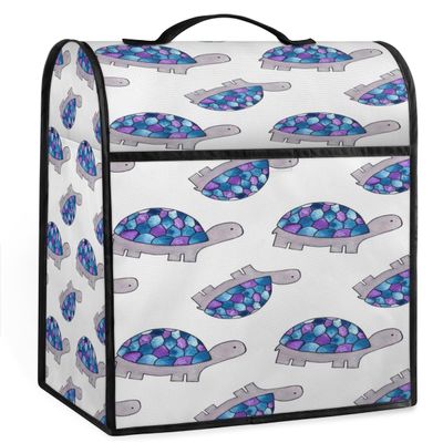 Turtle Blue Purple Stand Mixer Cover Kitchen Appliance Dustproof Covers with Accessories Pockets, Fits 6-8 Quart Stand Mixers
