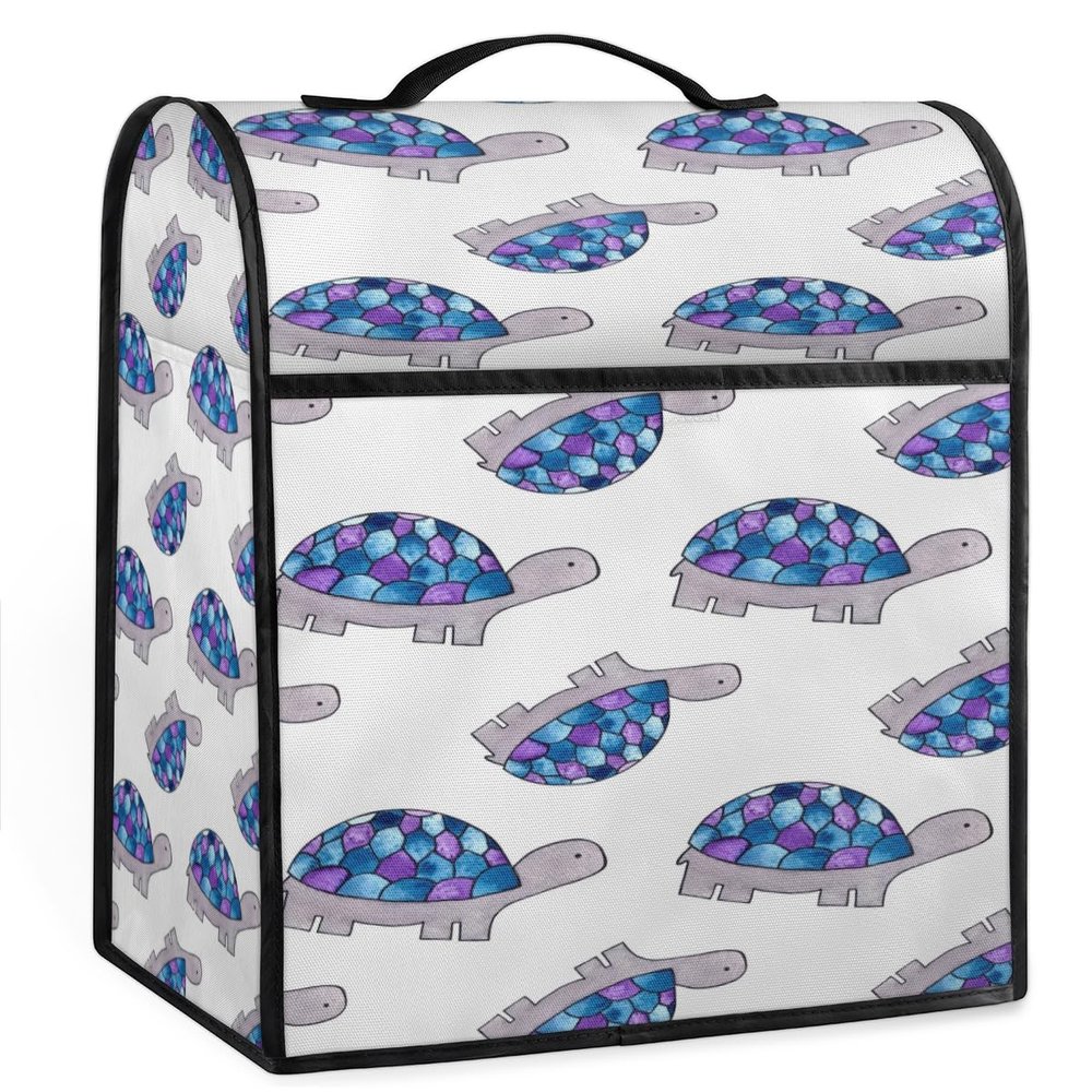 Turtle Blue Purple Stand Mixer Cover Kitchen Appliance Dustproof Covers with Accessories Pockets, Fits 6-8 Quart Stand Mixers