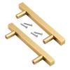 Kitchen Cabinet T Bar Handle2 Pack Cabinet Pulls Solid Aluminum Alloy Cabinet Knobs T Bar Cupboard Drawer Door Handles Square Kitchen Door Levers Brushed Gold for Closet,Wardrobe,Furniture Hardware (H view 1
