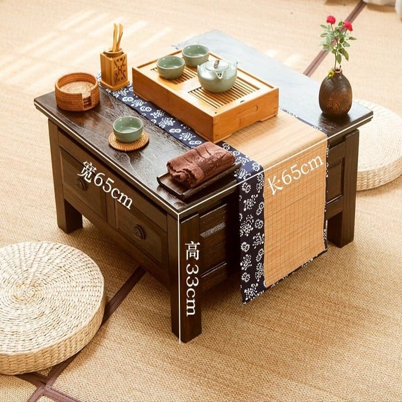 HEXEH Side Table Old Chinese Style Dining Table Wooden Storage Cabinet with Wooden Lace Paulownia Furniture Traditional Family Dining Table Tea Table Coffee Table (Size : Z)