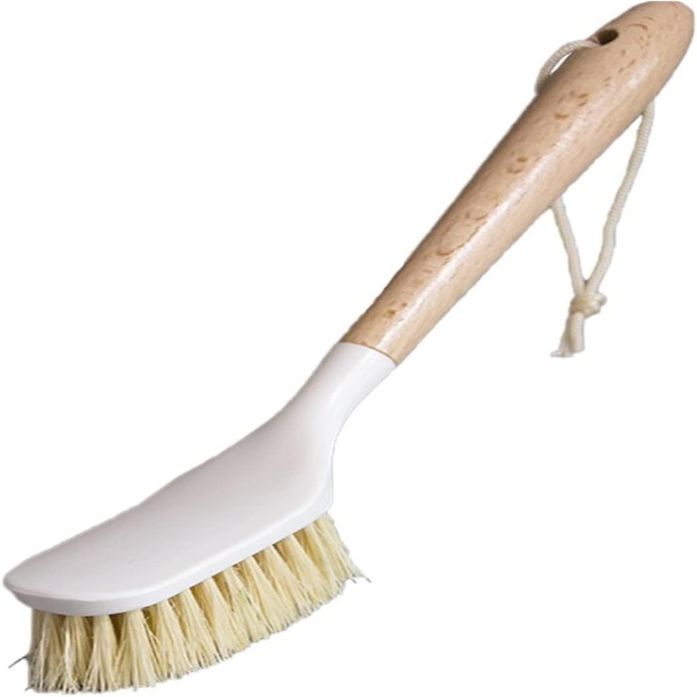 Dish Scrubbing Brush,Pan brush1 Pack Wooden Long Handle Brush Dishwashing Brush Cleaning Brush Hanging Nonstick Oil Kitchen Tools Kitchen Cleaning Brush Dishwashing Br (Color : Square)