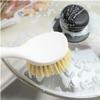 Dish Scrubbing Brush,Pan brush1 Pack Wooden Long Handle Brush Dishwashing Brush Cleaning Brush Hanging Nonstick Oil Kitchen Tools Kitchen Cleaning Brush Dishwashing Br (Color : Square) view 4
