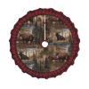 48" Christmas Tree Skirt with Plaid lace Christmas Tree Decorations Rustic Lodge Bear Moose Waterproof Xmas Tree Mat for Holiday Rustic Farmhouse Decorations view 2