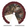 48" Christmas Tree Skirt with Plaid lace Christmas Tree Decorations Rustic Lodge Bear Moose Waterproof Xmas Tree Mat for Holiday Rustic Farmhouse Decorations view 3