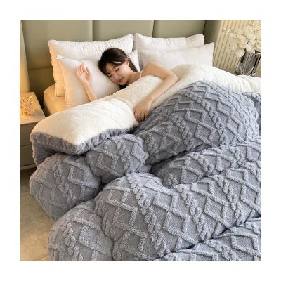 Atlodas Thickened Super Soft Insulation Hibiscus Winter Quilt- Cashmere Quilt,Super Warm Double-Sided Velvet Quilt Plush Comforter (Gray, 180 * 220 cm / 71 * 87 inches(4.5KG))