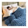 Atlodas Thickened Super Soft Insulation Hibiscus Winter Quilt- Cashmere Quilt,Super Warm Double-Sided Velvet Quilt Plush Comforter (Blue, 180 * 220 cm / 71 * 87 inches(3.5KG)) view 1