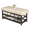 KAMPCO Entryway Shoe Bench, Shoes Storage Rack with Sturdy Metal Frame and PU Leather Cushion, Bench Seat for Bedroom Corridor, Living Room, Hallway view 1