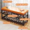 KAMPCO Entryway Shoe Bench, Shoes Storage Rack with Sturdy Metal Frame and PU Leather Cushion, Bench Seat for Bedroom Corridor, Living Room, Hallway view 3