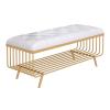 KAMPCO 2-Tier Shoe Rack Bench, Gold Shoe Storage Bench with PU Leather Seat, Entryway Bench Shoe Organizer for Bedroom Dining Room Living Room Hallway view 1
