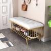 KAMPCO 2-Tier Shoe Rack Bench, Gold Shoe Storage Bench with PU Leather Seat, Entryway Bench Shoe Organizer for Bedroom Dining Room Living Room Hallway view 2