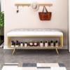 KAMPCO 2-Tier Shoe Rack Bench, Gold Shoe Storage Bench with PU Leather Seat, Entryway Bench Shoe Organizer for Bedroom Dining Room Living Room Hallway view 4