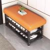 KAMPCO Entryway Shoe Bench, Shoes Storage Rack with Sturdy Metal Frame and PU Leather Cushion, Bench Seat for Bedroom Corridor, Living Room, Hallway view 2