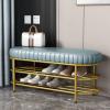 KAMPCO Shoe Rack Metal Bench Shoe Storage Organizer for Entryway Hallway Bedroom Living Room, 3 Tier Change Shoes Bench with Faux Leather Padded Seat view 2