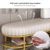 KAMPCO Shoe Rack Metal Bench Shoe Storage Organizer for Entryway Hallway Bedroom Living Room, 3 Tier Change Shoes Bench with Faux Leather Padded Seat view 4