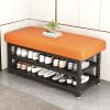 KAMPCO Entryway Bench Seat, Black Metal Storage Bench, Hallway Bench with Storage and Seating, Shoe Rack Bench for Small Spaces view 1