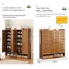 Bamboo Shoe Storage Cabinet Organizer for Entryway with Shutter Doors, Modern Free Standing Shoe Racks Storage Organizer for Closet, Living Room, Bedroom Wooden Entryway Shoes Storage Tall Cabinet (C view 4