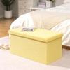 PINPLUS Storage Ottoman Bench, Folding Upholstered Sherpa Ottoman, Large Storage Chest Footrest with Lids, Entryway Bench for Living Room, Yellow, 31.5'' x 15.7'' x 15.7'' view 1