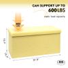 PINPLUS Storage Ottoman Bench, Folding Upholstered Sherpa Ottoman, Large Storage Chest Footrest with Lids, Entryway Bench for Living Room, Yellow, 31.5'' x 15.7'' x 15.7'' view 2