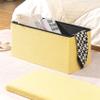 PINPLUS Storage Ottoman Bench, Folding Upholstered Sherpa Ottoman, Large Storage Chest Footrest with Lids, Entryway Bench for Living Room, Yellow, 31.5'' x 15.7'' x 15.7'' view 3