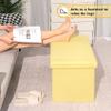 PINPLUS Storage Ottoman Bench, Folding Upholstered Sherpa Ottoman, Large Storage Chest Footrest with Lids, Entryway Bench for Living Room, Yellow, 31.5'' x 15.7'' x 15.7'' view 4