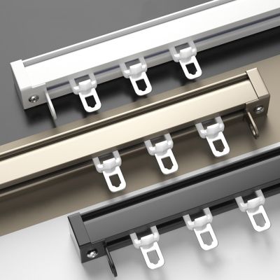 Curtain Track Set For Window, 1-6m Aluminium Curtain Track For Curtains, Heavy Duty Sliding Curtain Rails System Set For Room Divider, Shower Room ( Color : Champagne-wall , Size : 2.8m(2*1.4m) )