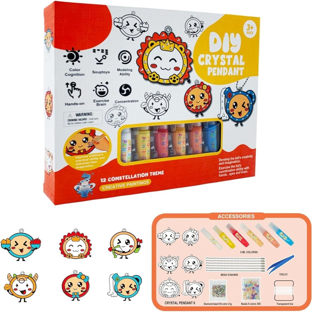 DIY Crystal Paint Arts and Crafts Set - 24PCS Diverse Style Theme Creative Painting Eco-Friendly, Unique Halloween Xmas Gift for Kids & Adults (Zodiac B)