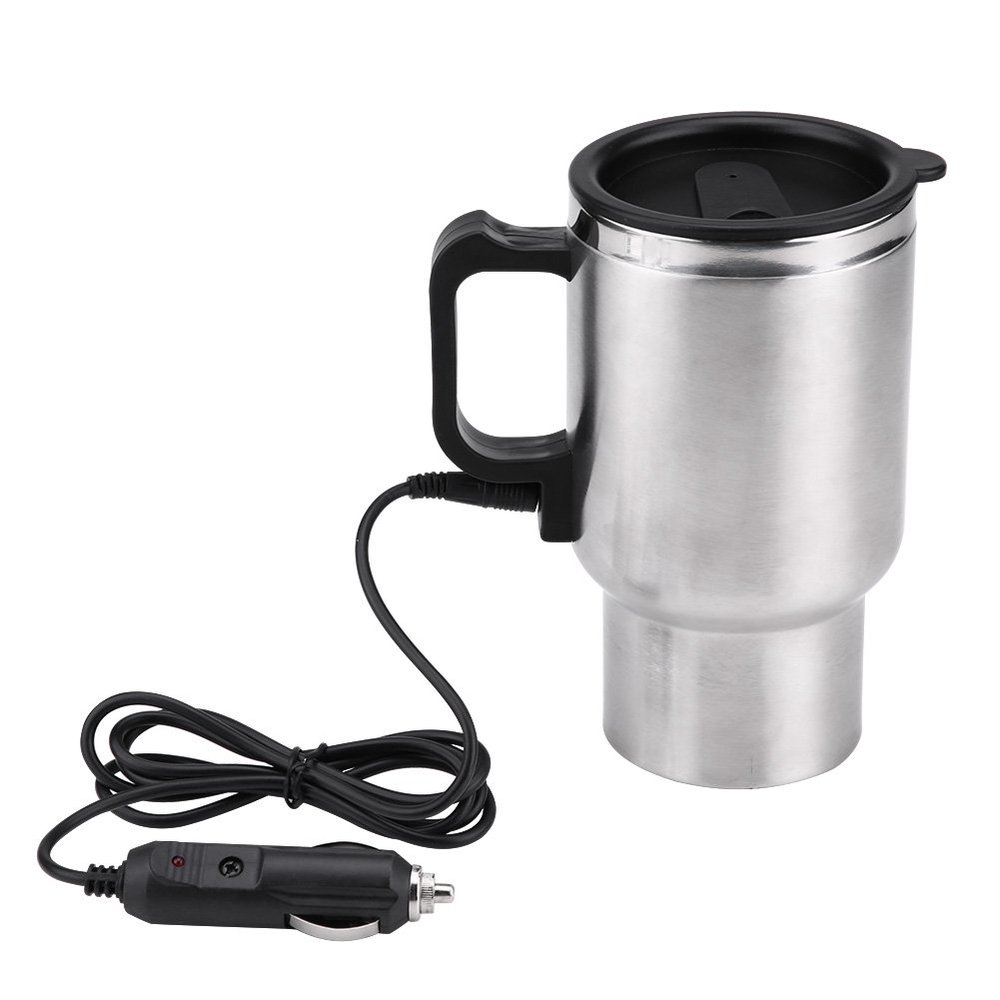Electric Car Kettle, 12V 450ml Electric In car Stainless Steel Travel Heating Cup Coffee Tea Car Cup Mug,Portable In car Heating Cup Coffee Tea Warmer Cup