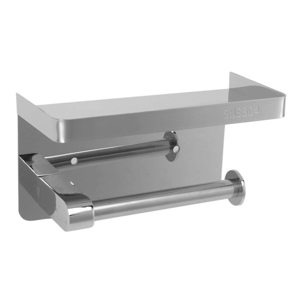 Toilet Paper Holder with Shelf, Stainless Steel Minimalist Style Wall Mounted Waterproof Toilet Paper Roll Holder for Bathroom,Paper Towel Holder(K9 surround -304)