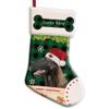 MALIHONG Personalized 1 Pack Merry Christmas Stocking for Dog Green Buffalo Plaid Check Dog Belgian Malinois with Santa Hat Snowflake Xmas Candy Bag Home Decor 14.4" view 1