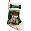 MALIHONG Personalized 1 Pack Merry Christmas Stocking for Dog Green Buffalo Plaid Check Cute Dog Weimaraner with Santa Hat Snowflake Xmas Candy Bag Home Decor 14.4" view 1