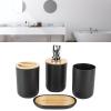 4Pcs Bathroom Accessory Set, Bamboo Waterproof Durable Toothpaste Toothbrush Storage Box, Toothbrush Cup for Home Hotel, Reusable Bathroom Tumbler Mug for Home Bathroom Dorm, Present for(Black) view 2