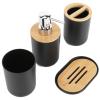 4Pcs Bathroom Accessory Set, Bamboo Waterproof Durable Toothpaste Toothbrush Storage Box, Toothbrush Cup for Home Hotel, Reusable Bathroom Tumbler Mug for Home Bathroom Dorm, Present for(Black) view 4