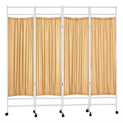 HDYZJQ Screen New Version Medical Privacy Screen, Room Dividers Portable Bed Partition for Adults, Metal Frame Separating Screen for Large Classroom/Hospital/Kids Room(Yellow,4 Panels-W200cm(6.5ft))