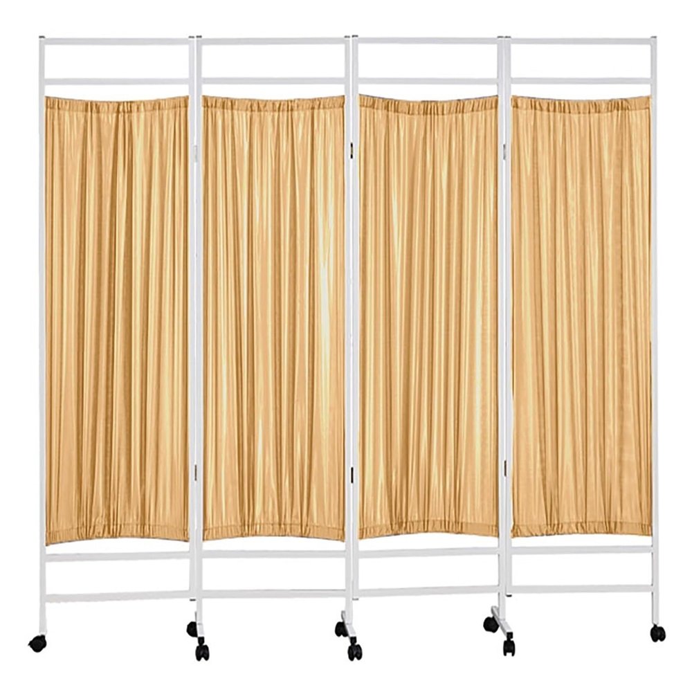 HDYZJQ Screen New Version Medical Privacy Screen, Room Dividers Portable Bed Partition for Adults, Metal Frame Separating Screen for Large Classroom/Hospital/Kids Room(Yellow,4 Panels-W200cm(6.5ft))