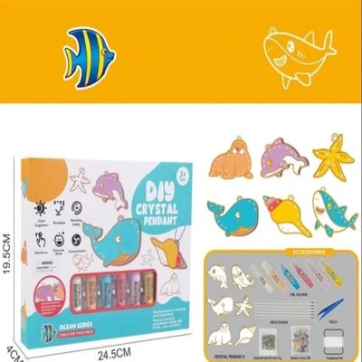 DIY Crystal Paint Arts and Crafts Set - 24PCS Diverse Style Theme Creative Painting Eco-Friendly, Unique Halloween Xmas Gift for Kids & Adults (Ocean Set)