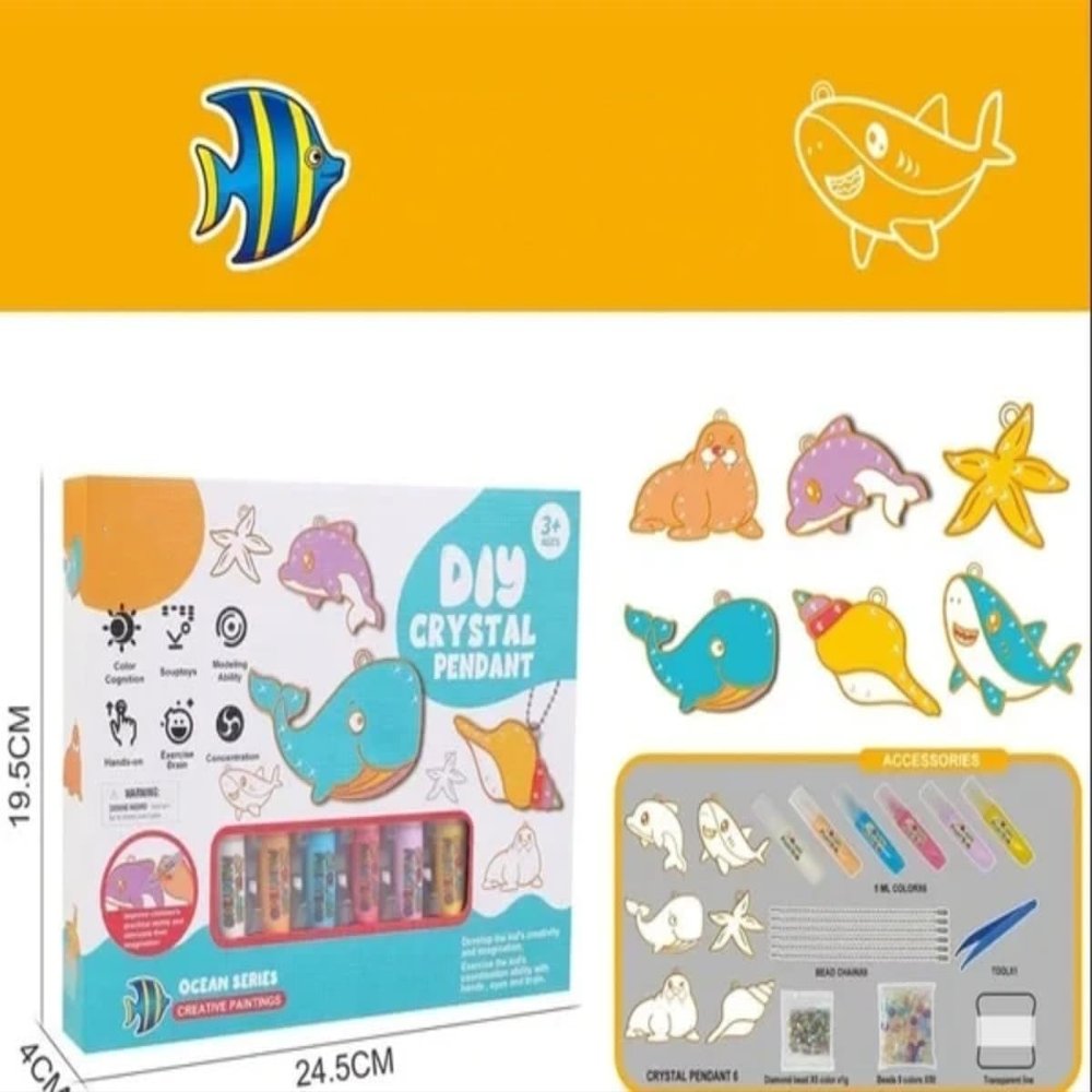 DIY Crystal Paint Arts and Crafts Set - 24PCS Diverse Style Theme Creative Painting Eco-Friendly, Unique Halloween Xmas Gift for Kids & Adults (Ocean Set)