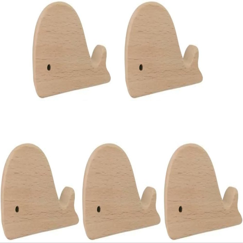 Wooden Door knobs,Wood Pull Knobs,Round Drawer Knobs,5 PCS Creative Animal Shape Wood Wardrobe Cabinet Hardware Pull Handle with Screw Kitchen Wall Hooks Wooden Animal Coat Hooks (Color : Whale)