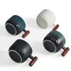 CLASGLAZ 2.5oz Ceramic Espresso Cups with Wooden Handle, Small Coffee Cups Double Shot Espresso Cups Set of 4 view 2