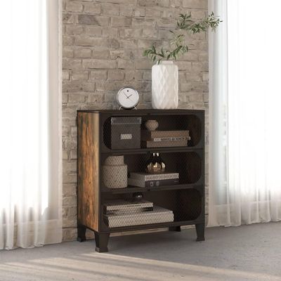 loibinfen Storage Cabinet Rustic Brown 28.3"x14.2"x32.3" Metal and MDF, Weight-47.07 LBS -AA