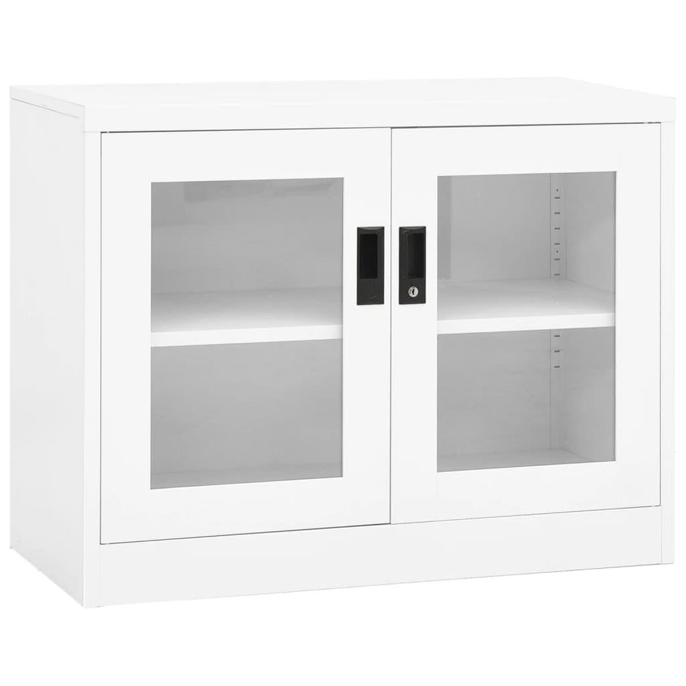 loibinfen Metal Storage Cabinet with 2 Doors and 1 Adjustable Shelf, White Steel Office Cabinet Metal Cabinet for Home,Office Garage,Warehouse 35.4"x15.7"x27.6"(Style J) -AA