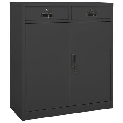loibinfen Metal Storage Cabinet with 2 Drawers and 2 Adjustable Shelves, Anthracite Steel Office Cabinet Metal Cabinet for Home,Office Garage,Warehouse 35.4"x15.7"x40.2"(Style M) -AA