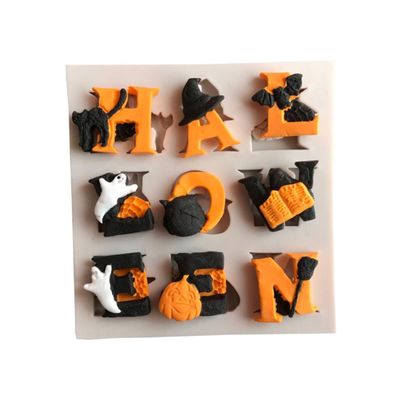 ABOOFAN Halloween Cake Witch Ghost Pumpkin Letters Silicone Fondant 2pcs Light Grey Easy to Use Clean