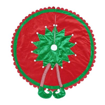 Christmas Tree Skirt, 48 Inch Red Rustic Snowflakes Xmas Tree Skirts, Large Christmas Decor Mats for New Year Holiday Party Indoor Outdoor Home Decoration