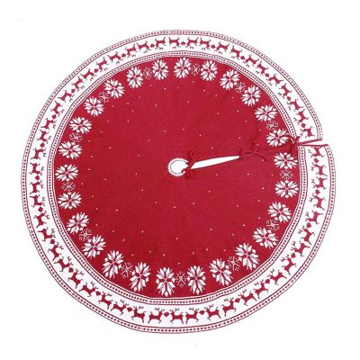 Christmas Tree Skirt, 36/48inch Knitted Snowflake and Xmas Tree Pattern Thick Heavy Yarn Knit for A Warm Xmas Holiday Decoration