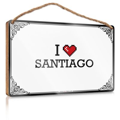 Front Porch Signs I Love Santiago Wooden Sign Office Sign for Door Wood Indie Room Decor (Color : Colour, Size : 15X28CM)