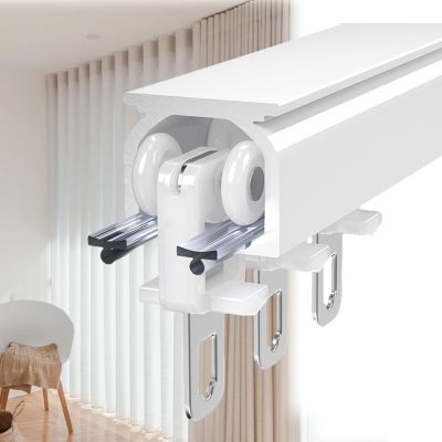Aluminum Ceiling Curtain Track, Straight Curtain TrackCeiling Mount Track, For Room Separation, Curtains, Bedroom, Balcony, Shower Curtains Room DividerHeavy Duty Curtain Track System ( Color : Whit